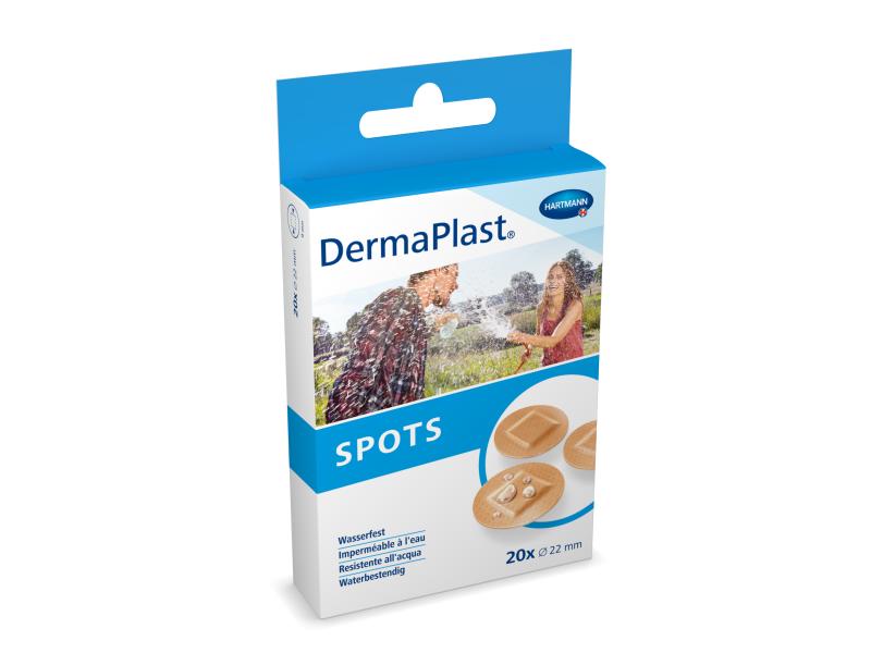 DermaPlast Wundpflaster Spots aus Kunststoff 20 Stück Runde Pflaster für empfindliche Haut