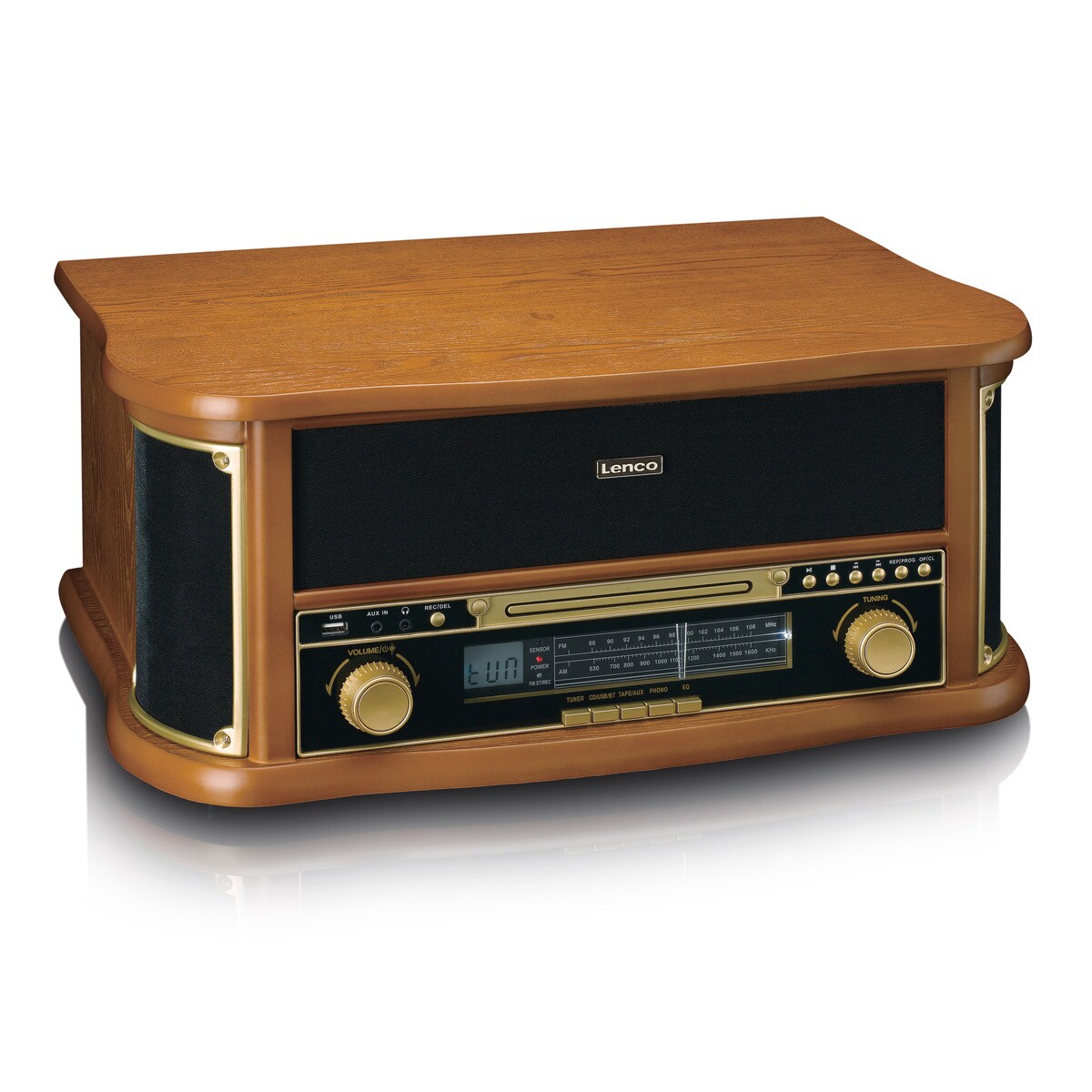 LENCO TCD-2551 Plattenspieler Holzgehäuse USB Kassette, Holz