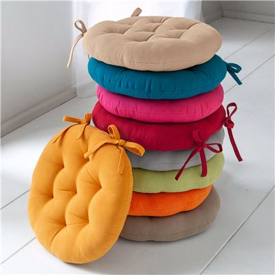 Galette de chaise capitonnée ronde - Lot de 2