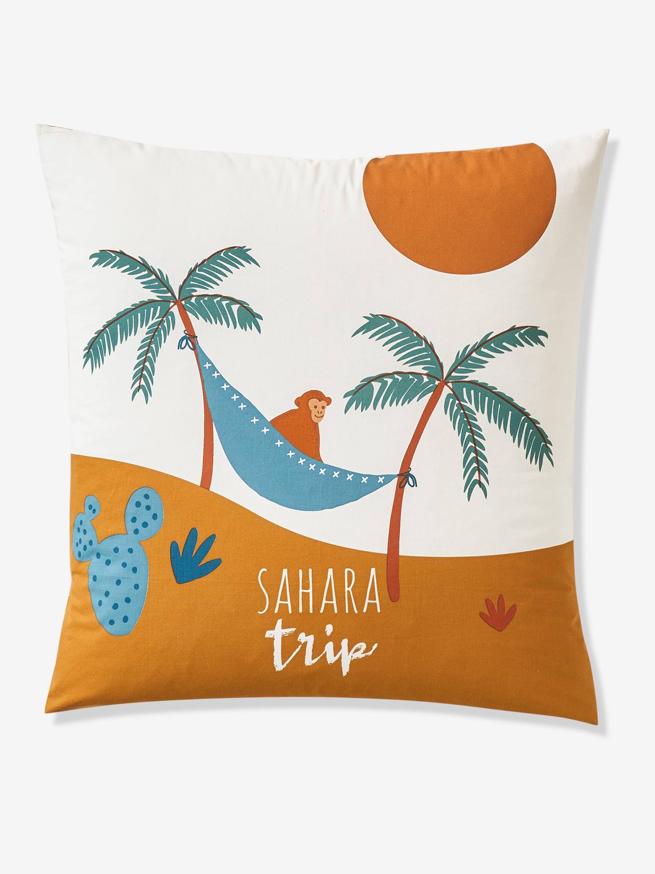 Conjunto infantil Wild Sahara com capa de edredom e fronha, marrom médio, liso com estampas.