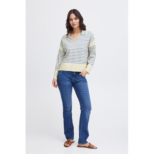 Fransa Carmen Striktrøje, Beaucoup Blue Mix, XXL