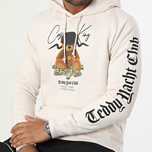 Sweat Capuche Front Cash Is King Beige Vintage