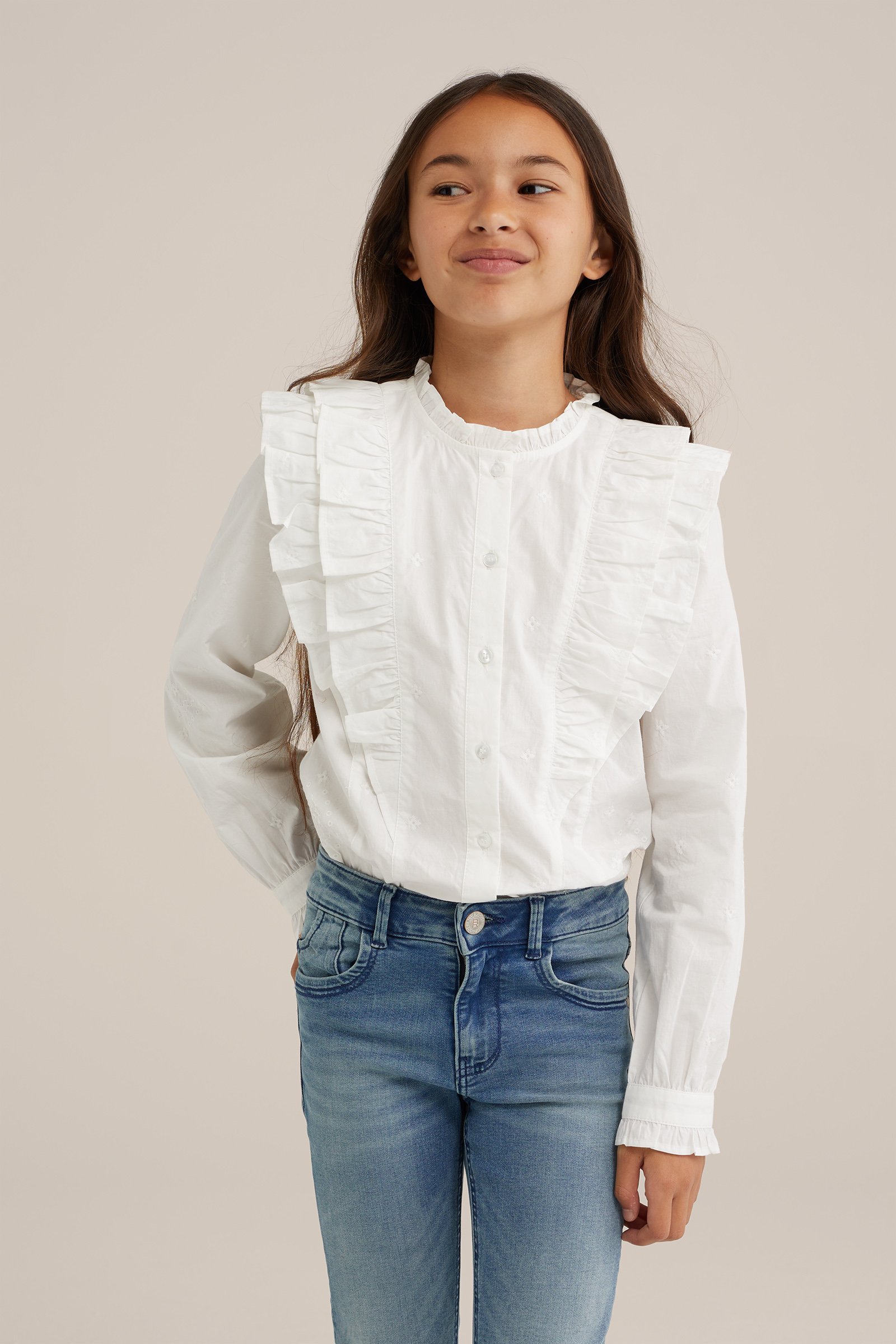 Meisjes blouse met embroidery WE Fashion Wit