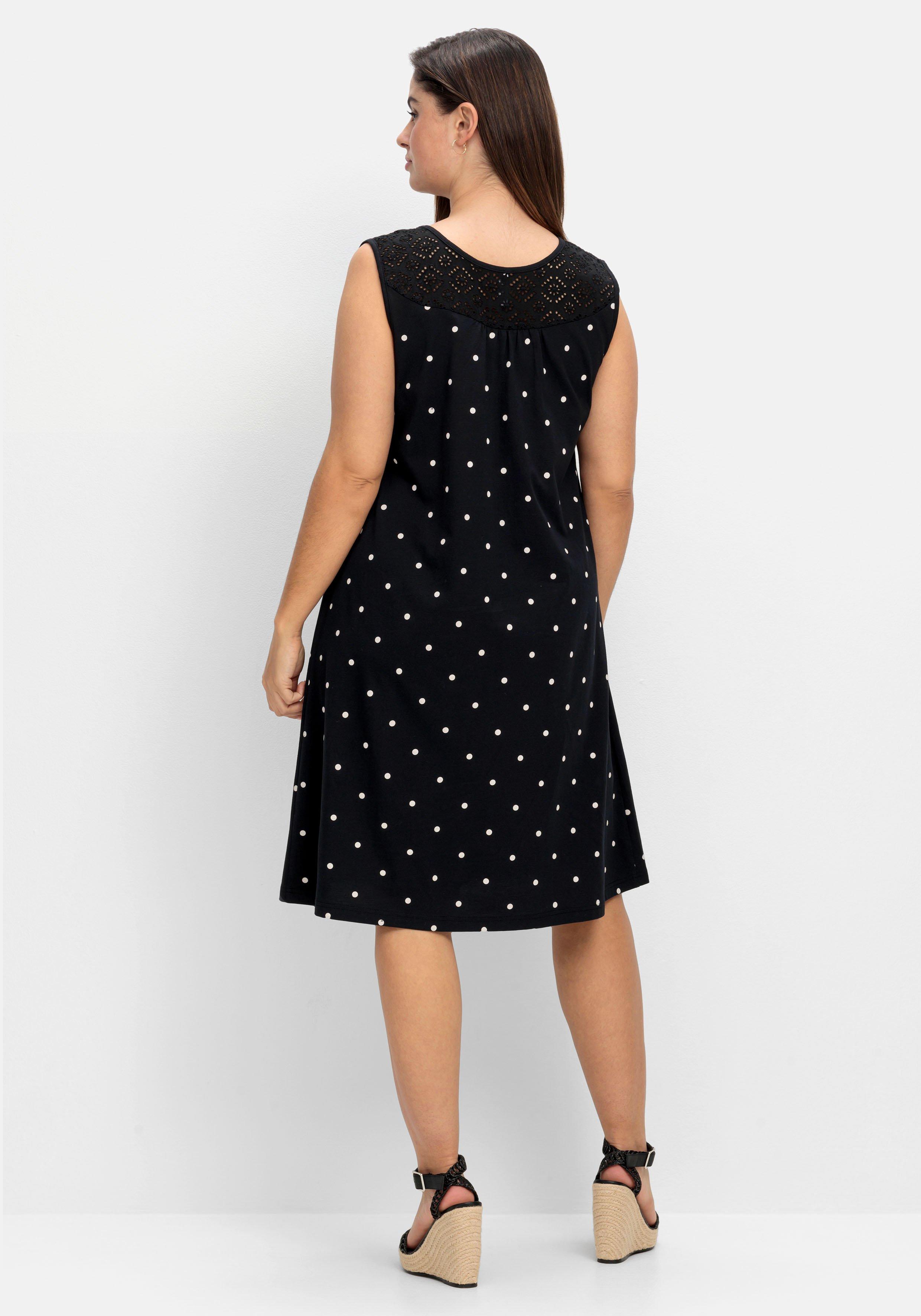 Ärmelloses Jerseykleid mit Punktedruck