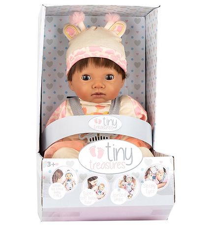 Tiny Treasures Dukke m. M?rkt H?r - Giraffe Outfit