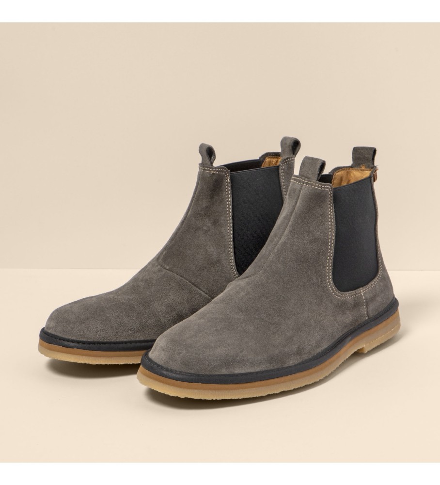 Botas de cano curto The Naturalist em couro camurça de seda cinza N5951