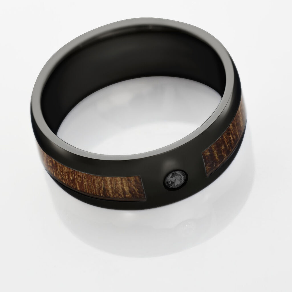 Bague Acier Noir Isidorius Oxyde De Zirconium Noir