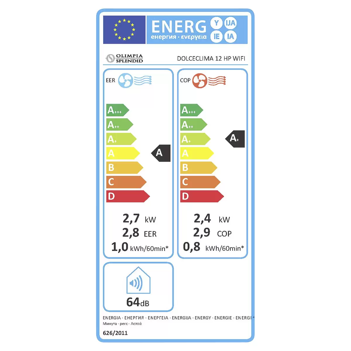 Klimagerät Dolceclima Silent 12 HP WIFI weiss