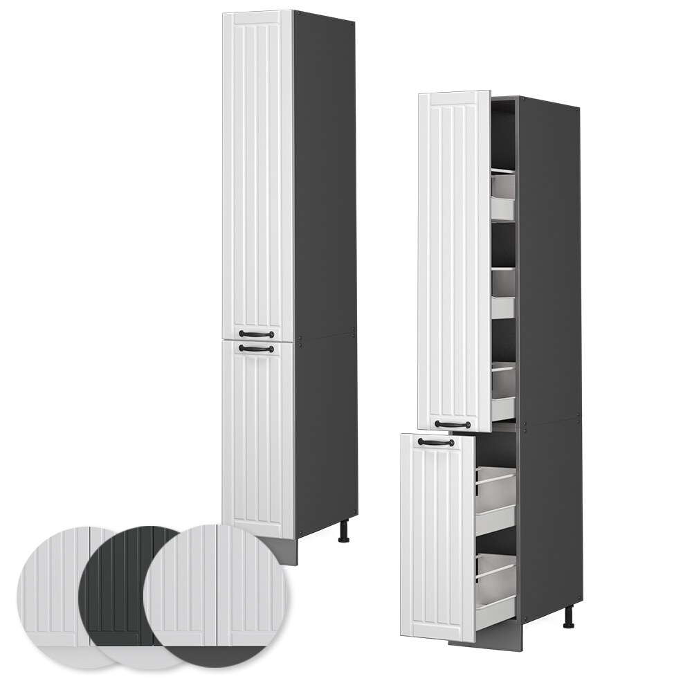 Vicco Apothekerhochschrank Küchenschrank Küchenmöbel Fame-Line Anthrazit Weiß Landhaus 30 cm modern