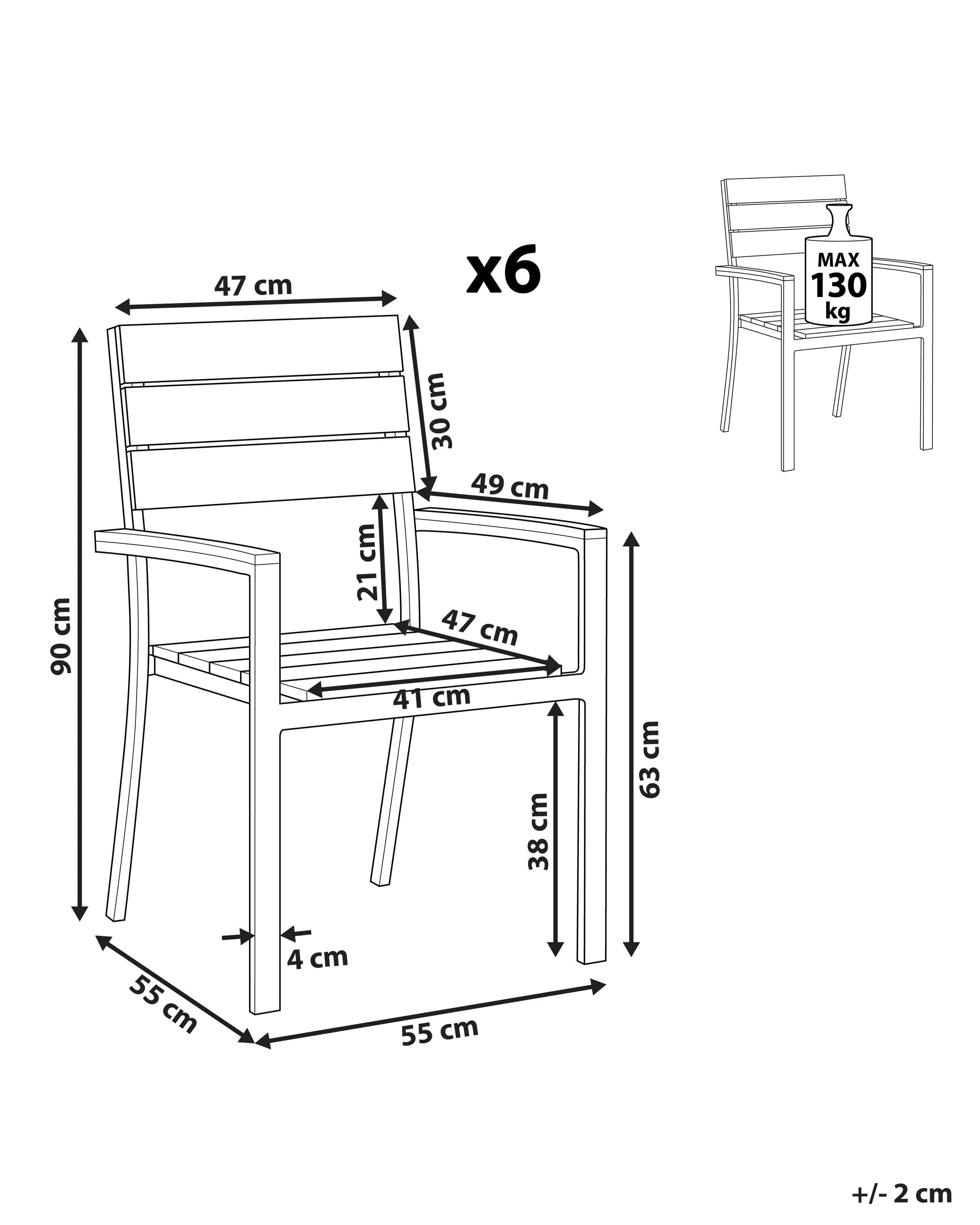 Set van 6 tuinstoelen COMO Beige