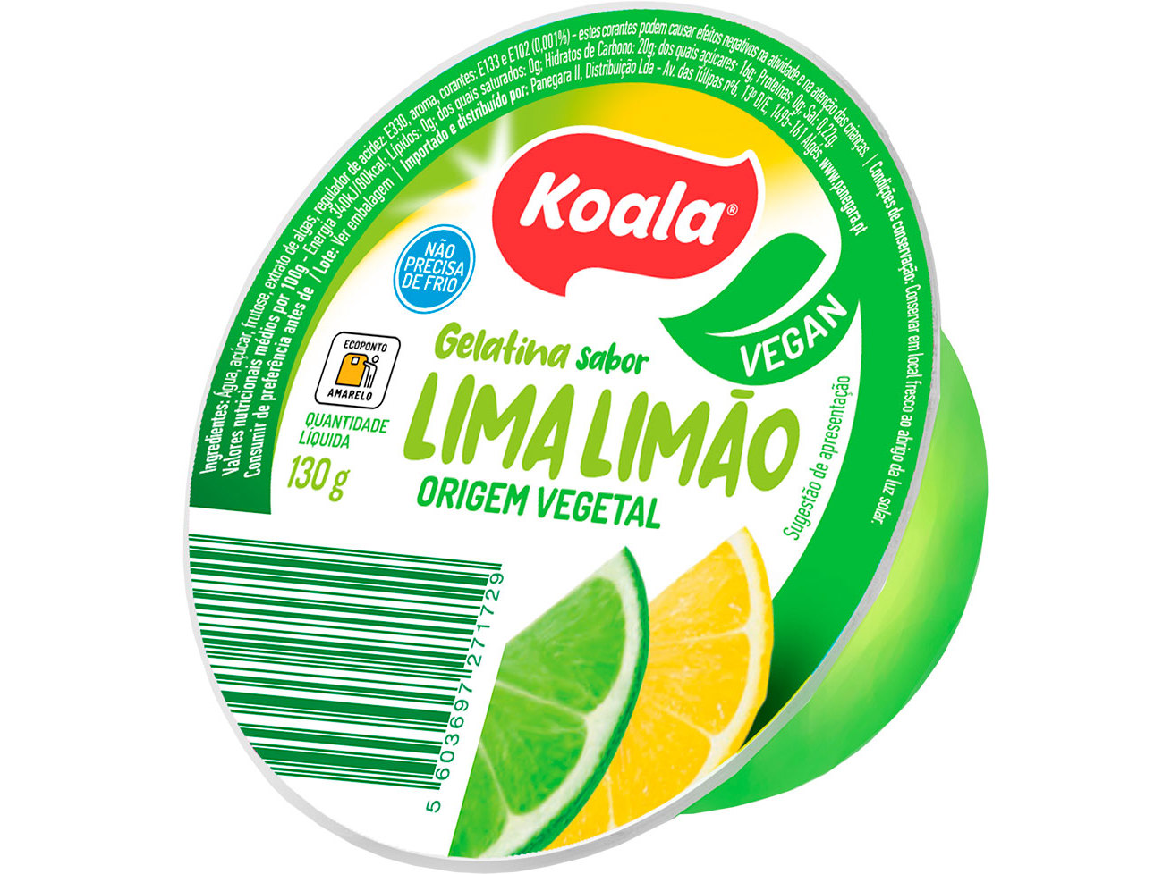 GELATINA KOALA SABOR LIMA LIMÃO 130 G