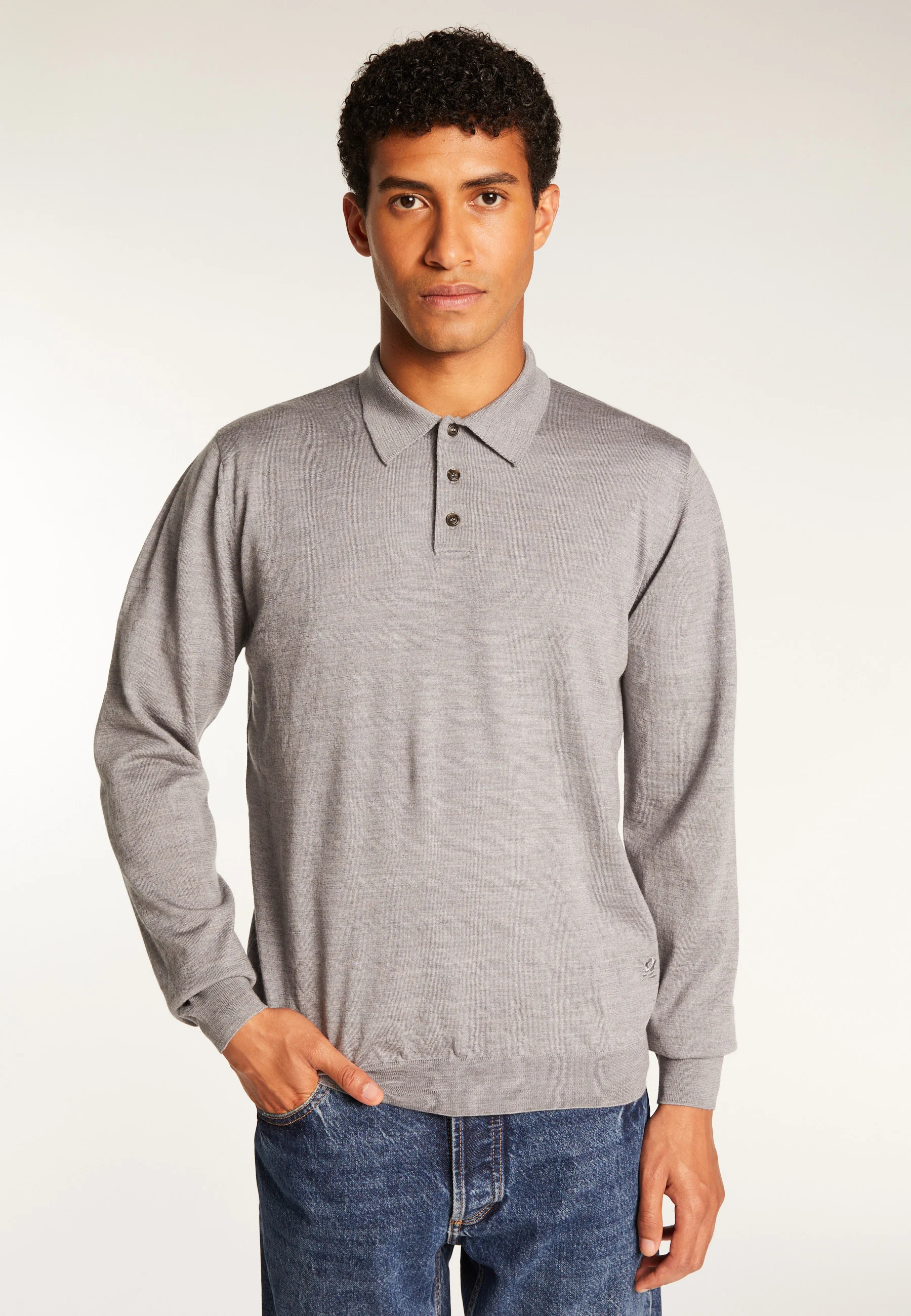ENIAH24 - Pull col polo en laine mérinos | Gris