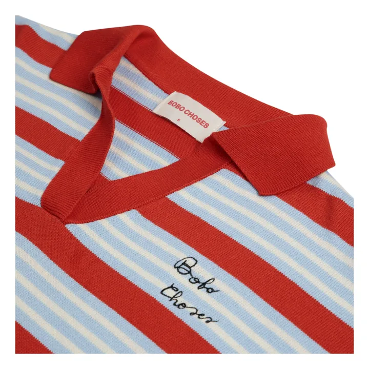 Bobo Choses Pull Col Polo Rayures Coton Bio x Smallable | Bleu