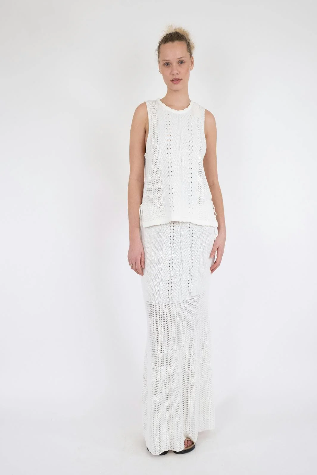 Neo Noir Aritza Crochet Knit Top white