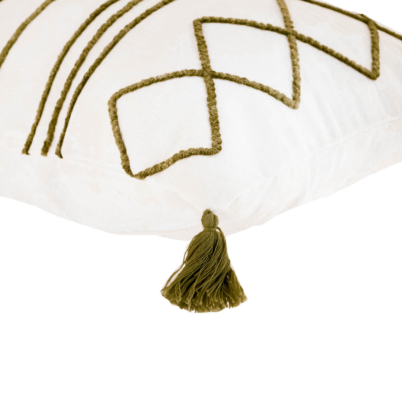 Febronie Housse de coussin Istanbul brodée kaki - 50x30 cm
