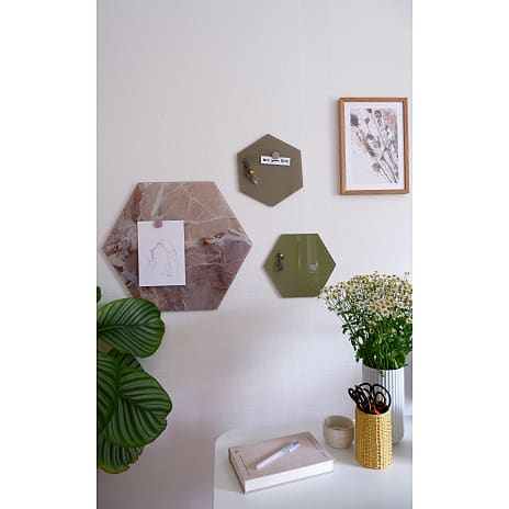 Naga magnetisk hexagon glastavle 42x48,5 cm - beige marmor