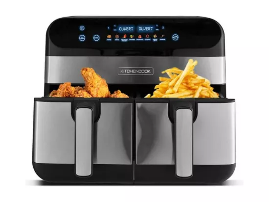 Friteuse Sans Huile Avec Deux Cuves 8 Programmes Airflow 9 De Kitchencook