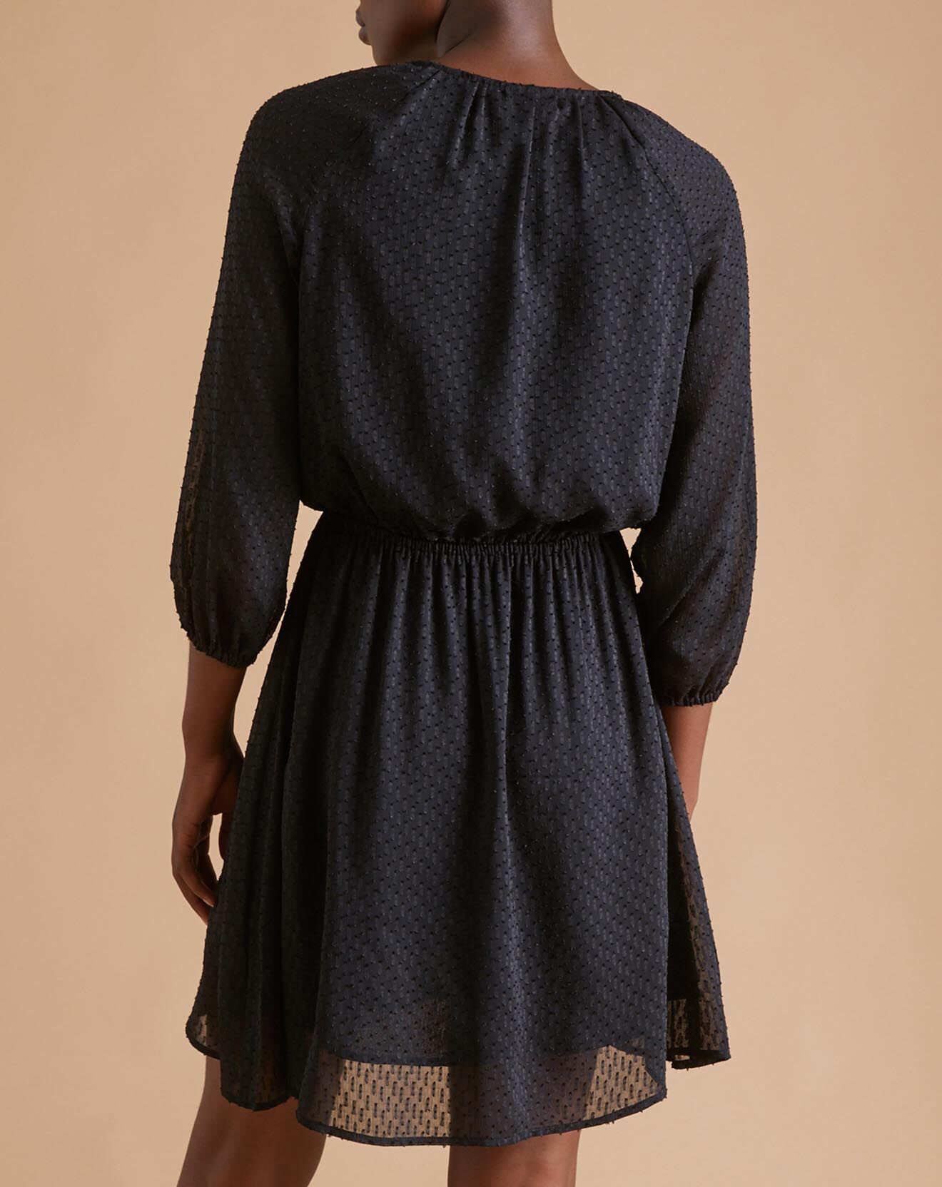 Cyrillus Robe courte à plumetis noire