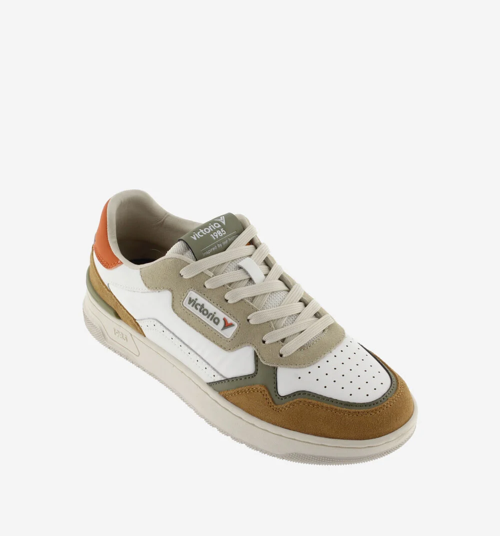 C80 - CASUAL PATCH COLORS Baskets rétro unisexes multicolores TAUPE