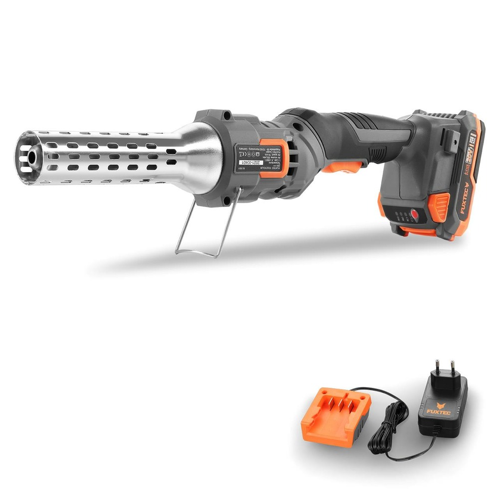 Allume-feu sans fil - fx-e1cl20 - 20v pour barbecue et charbon, 550°c - set avec batterie 2ah et chargeur 1a