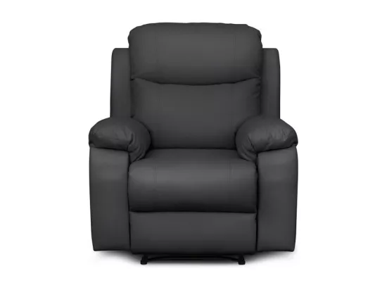 Fauteuil de relaxation manuel Bona en tissu imitation cuir - Gris anthracite - L97 x 90 x 100cm - Loungitude