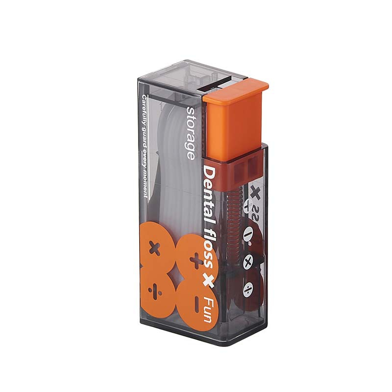 (85x36mm) Zahnseiden Spender Reise Aufbewahrungs Box Zahnpflege Sticks Organizer - Grau / Orange