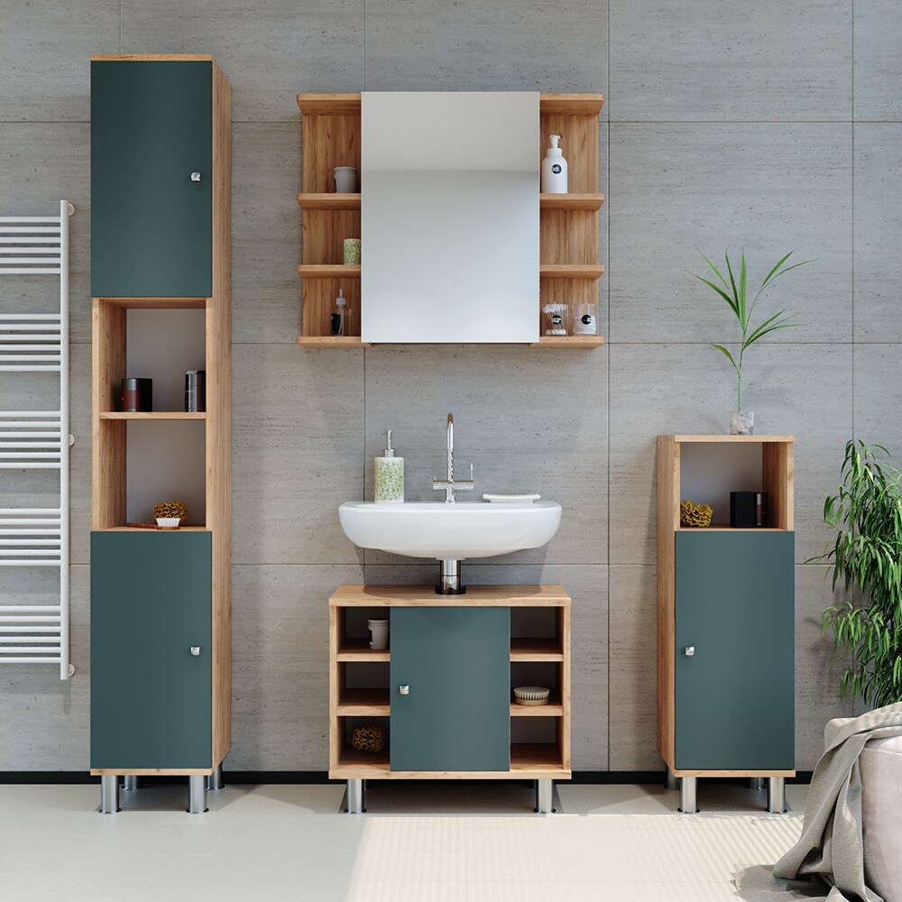 Vicco Spiegelschrank Badspiegel Wandspiegel Fynn Eiche Grün Spiegel Badmöbel