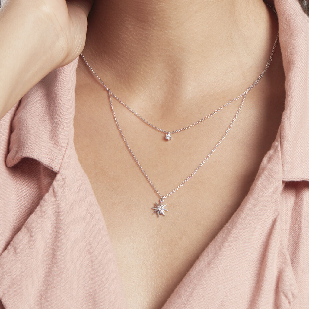 Collier Shone Argent Oxyde De Zirconium