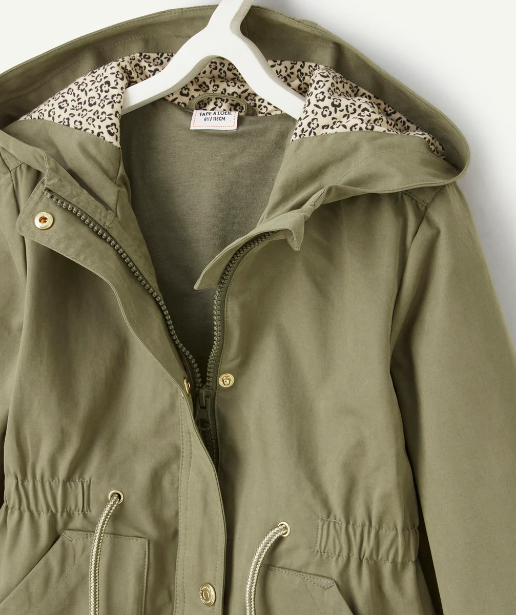 PARKA LÉGÈRE FILLE KAKI À CAPUCHE