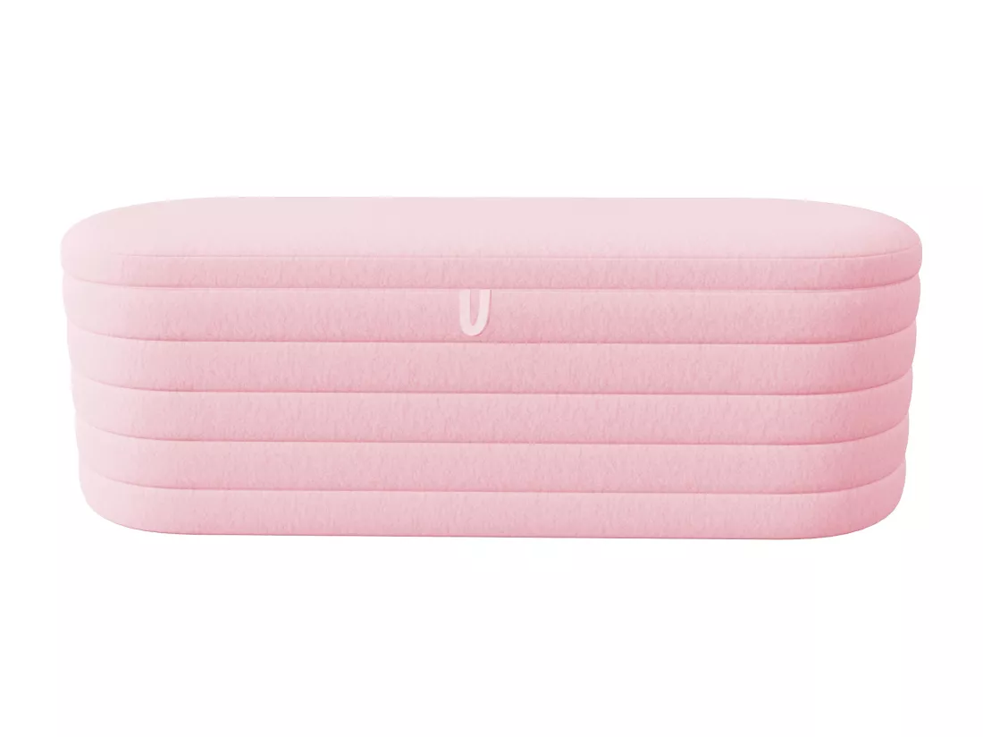 Banc coffre de rangement en Flanelle - 120 x 40 x 40 cm - Rose