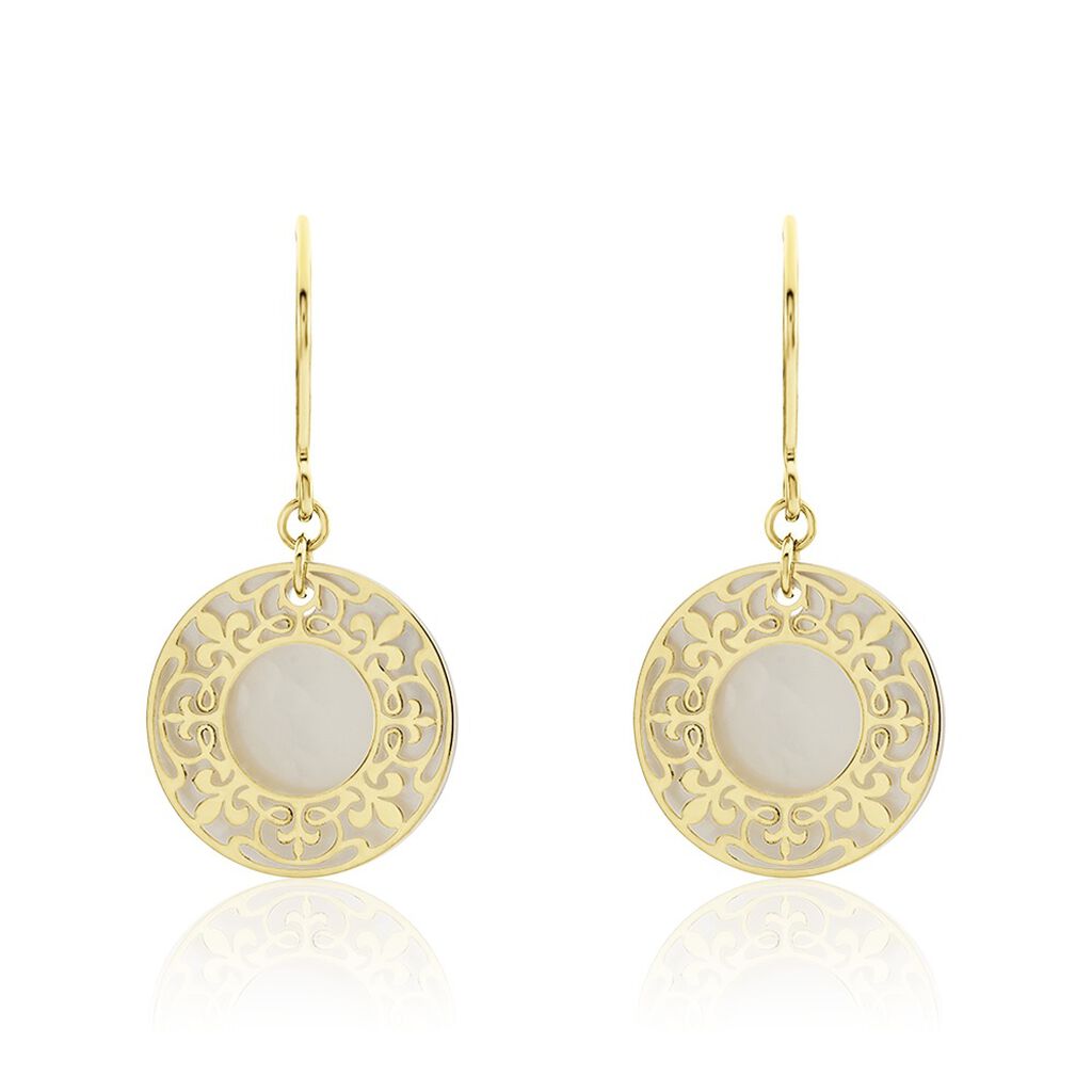 Boucles D'oreilles Pendantes Gisselle Or Jaune Nacre