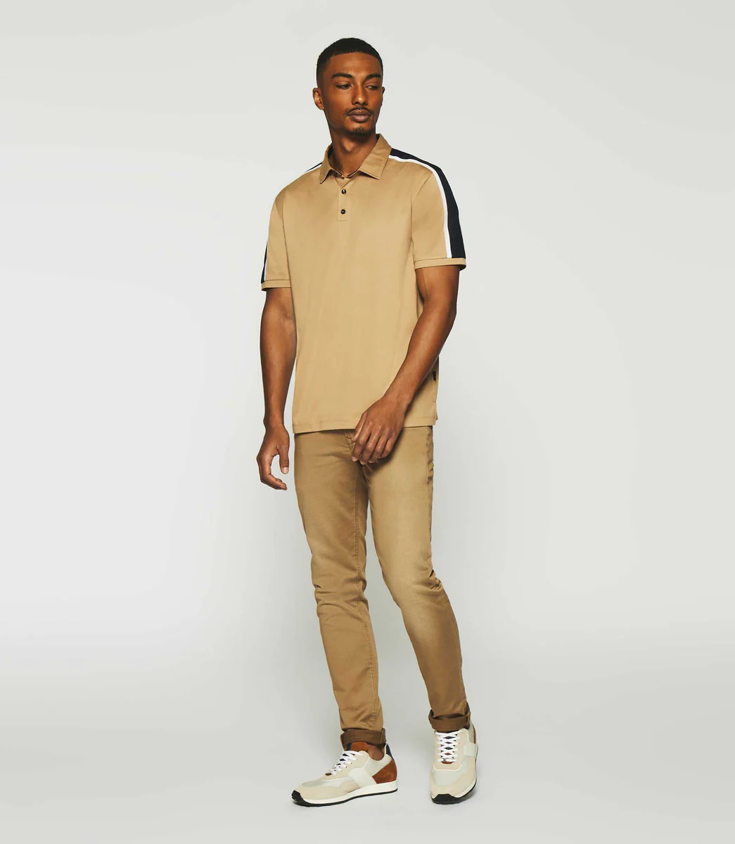 Polo uni manches courtes camel et marine GABIN