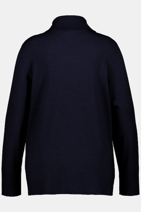 Rollkragenpullover, breite Rippbündchen, Langarm
