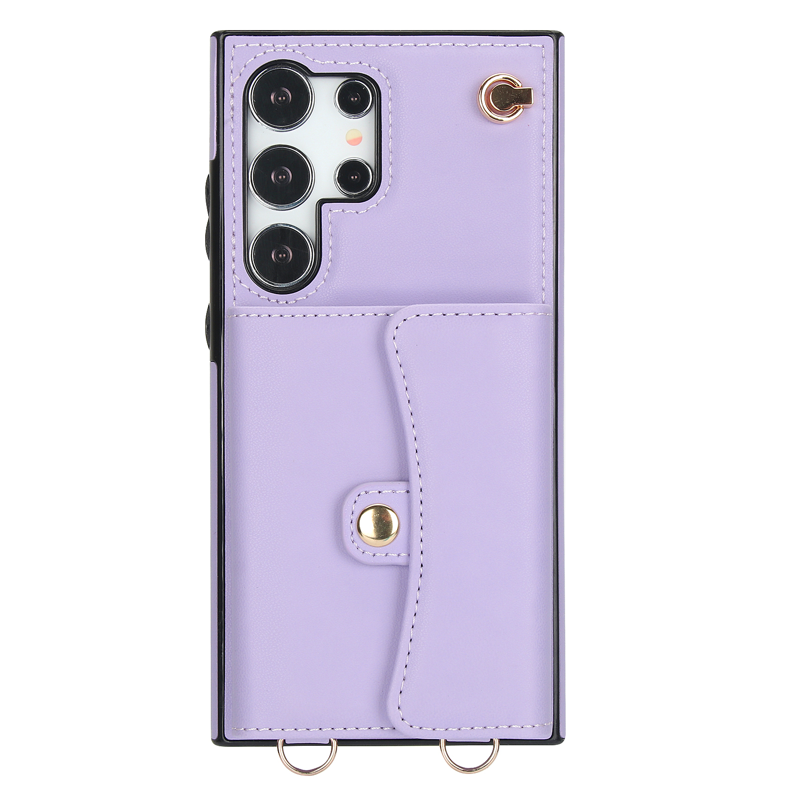 Samsung Galaxy S25 Ultra Necklace Leder Schutz Hülle mit Kartenfach   Handykette (140cm) - Lila