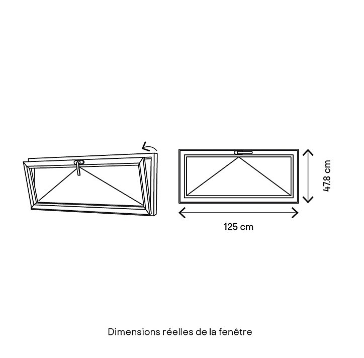 Fenêtre abattant bois GoodHome - l.120 x h.45 cm