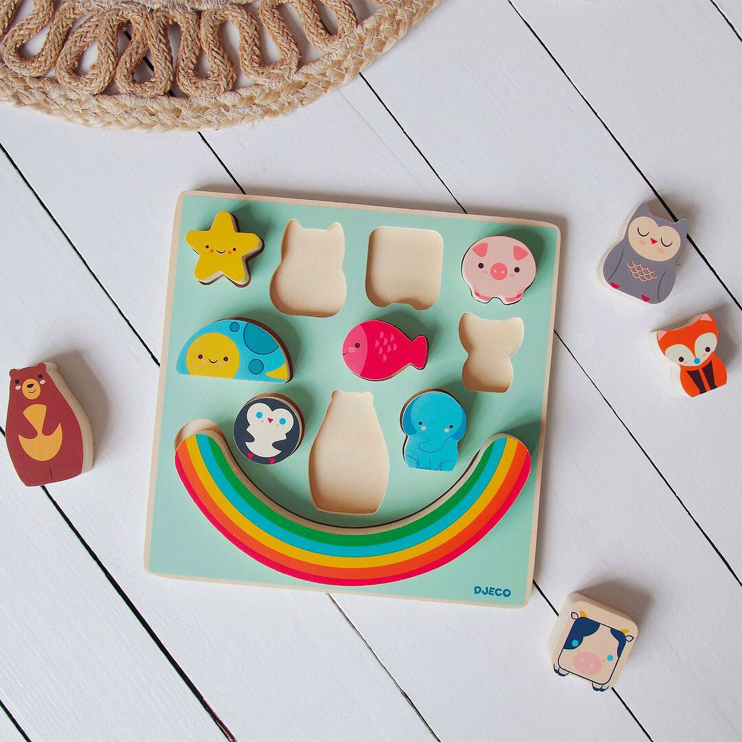 Djeco puzzel en balanceerspel - rainbow - 11st
