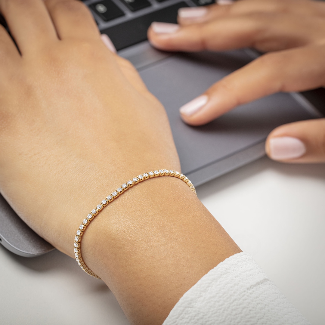 3.00 Karat Diamanten Tennisarmband 750/18 K Gelbgold