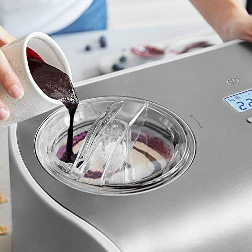 SPRINGLANE Eismaschine Elli 1,2 L mit selbstkühlendem Kompressor 135 W inkl. Aufbewahrungsbehälter 2er-Set, Eiscrememaschine aus Edelstahl mit entnehmbarem Eisbehälter, inkl. Rezeptheft
