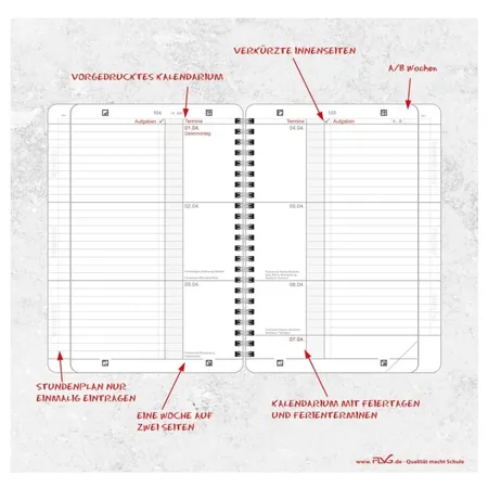 FLVG Lehrerinnenkalender Kirschblüte rot, A5, 2024/2025