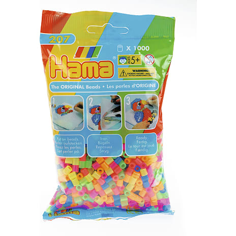 Hama rørperler 1000 stk. - miksede neonfarver