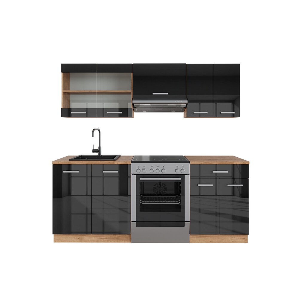 Vicco Küchenzeile Küchenblock Einbauküche R-Line 200 cm Front Anthrazit