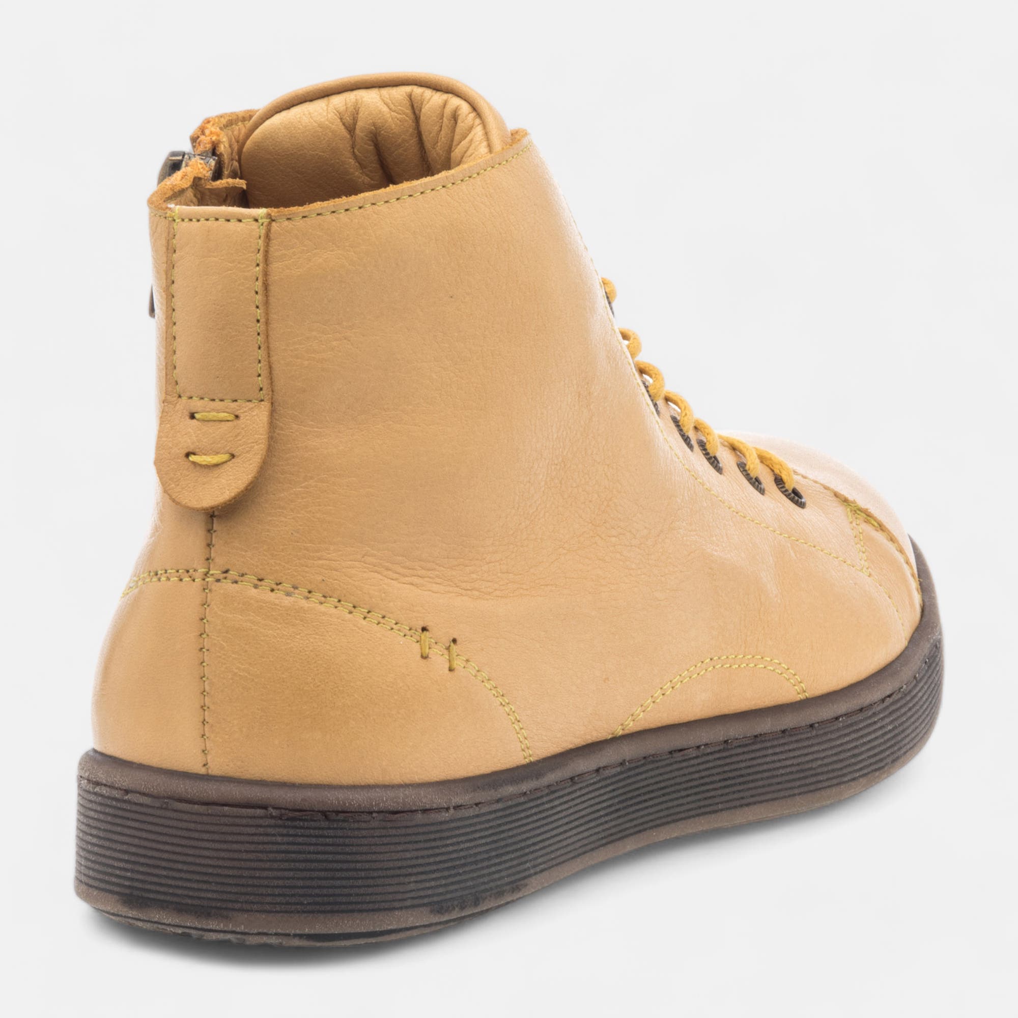Baskets hautes Femme en cuir jaune