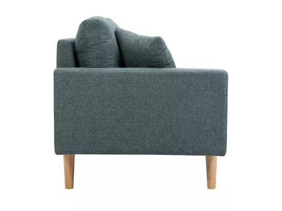 Méridienne scandinave en tissu vert de gris et bois clair massif L190 cm BERTILLE