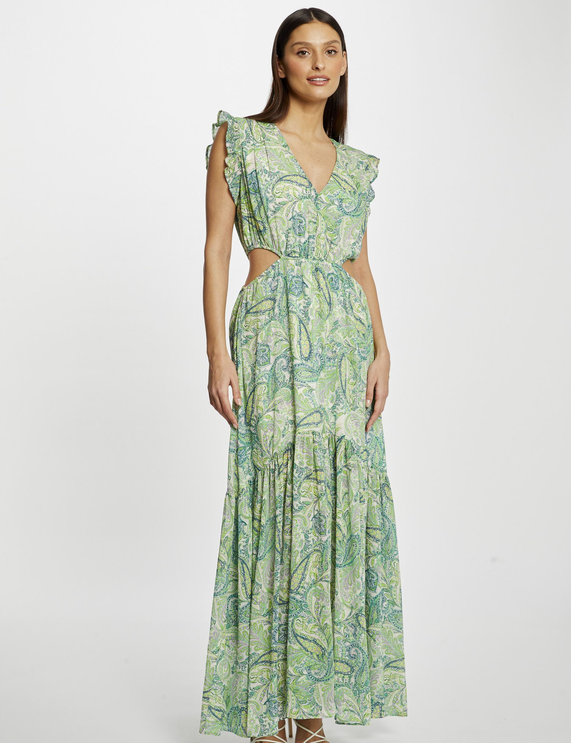 Robe longue évasée imprimé cachemire multico femme - multico