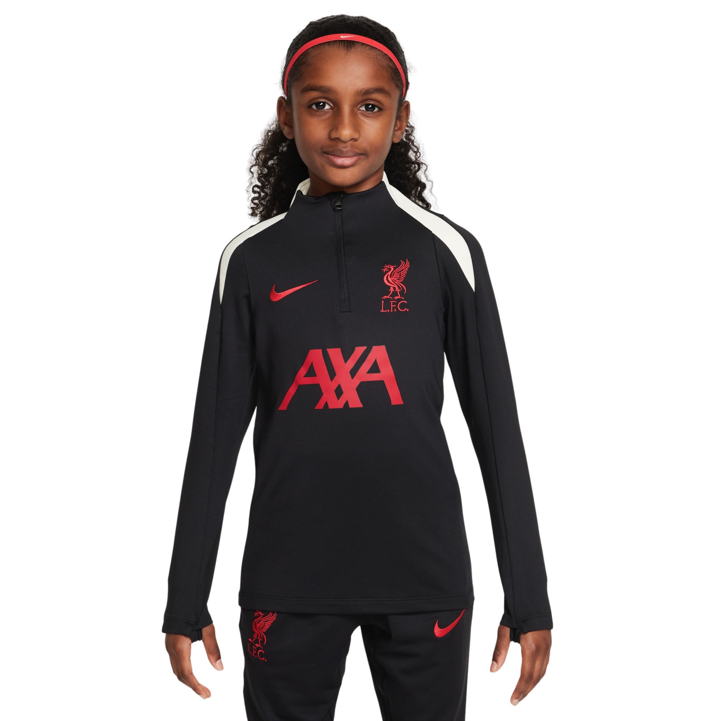 Nike Liverpool Strike Trainingspak 1/4-Zip 2024-2025 Kids Zwart Rood Gebroken Wit
