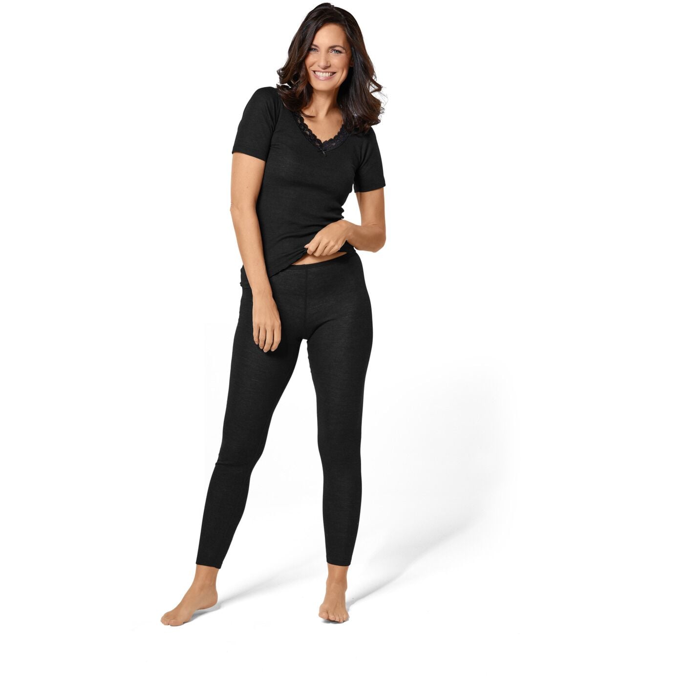 Nina von C.Feinripp-Legging «Tabea» - Wolle-Seide Mix