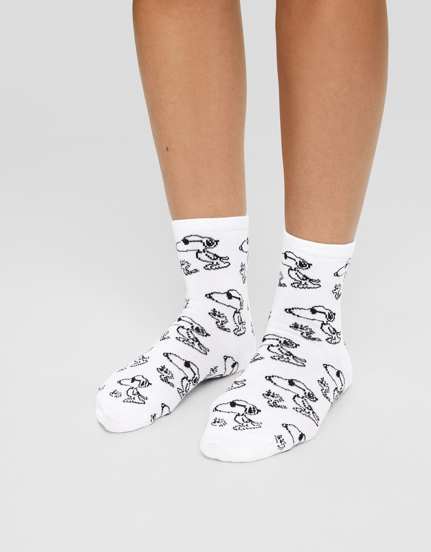 Pacote com 3 pares de meias bordadas do Snoopy