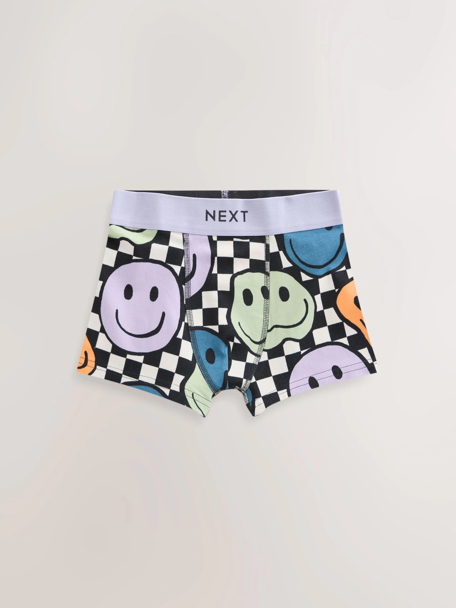 Dambord- en smileyprint - Verpakking van 5 trunks met motief (1,5-16jr)