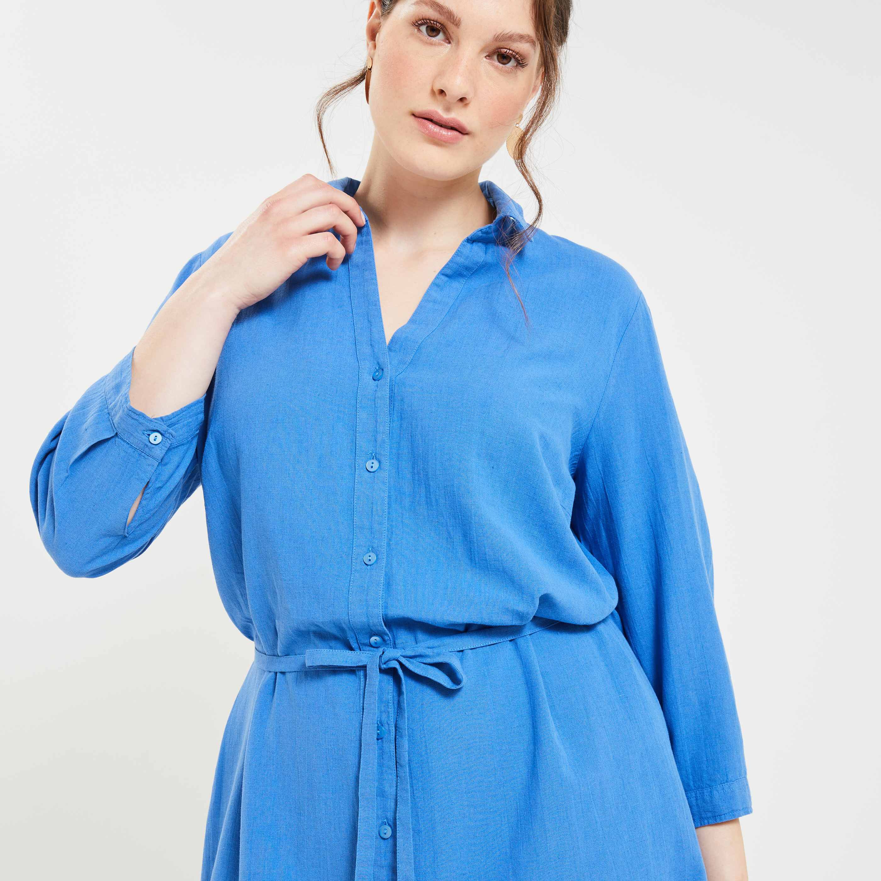 Robe chemise femme - BLEU