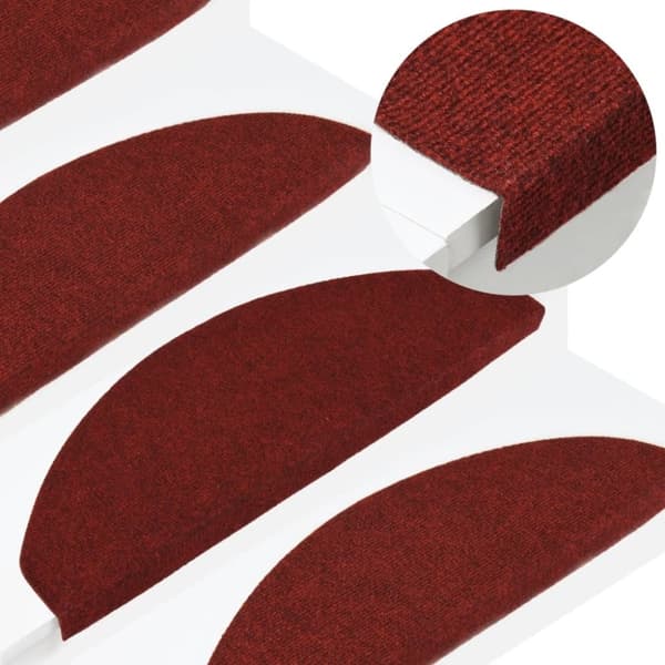 vidaXL Selvklebende trappematter 15 stk 65x22,5x3,5 cm rød
